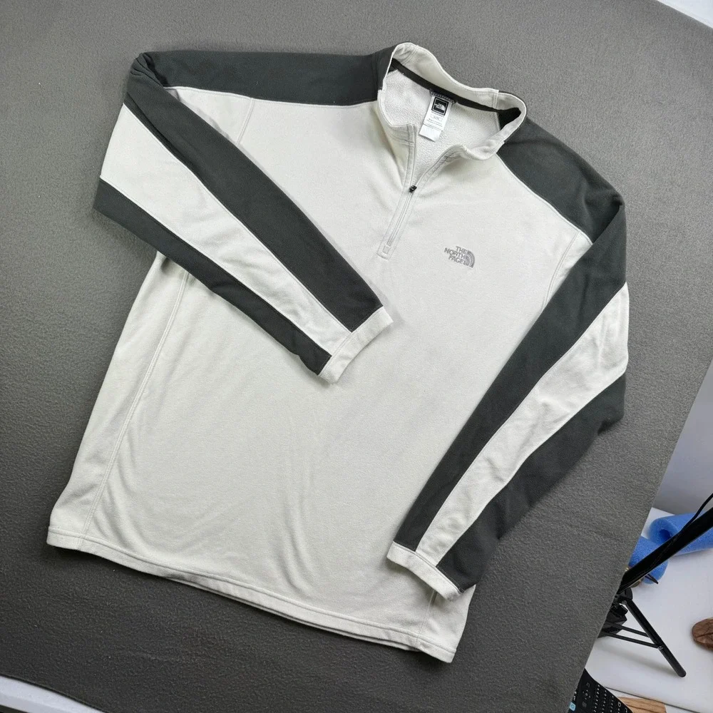 The North Face Fleece Pullover Mens XL White TKA 100 Quarter‎ Zip Hiking Layer